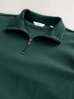 Sweaters En Hoody´S|Sweaters En Hoody´S|Next Groen - Kwartrits - Sweatshirt van jersey met hoog katoengehalte