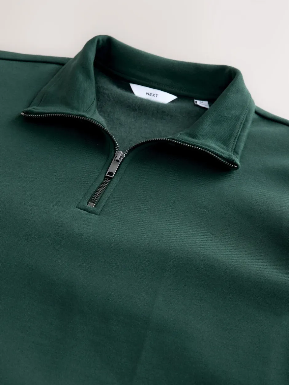 Sweaters En Hoody´S|Sweaters En Hoody´S|Next Groen - Kwartrits - Sweatshirt van jersey met hoog katoengehalte