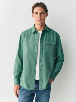 Formele Overhemden*Next - Long Sleeve Garment Dyed Oxford Shirt Groen