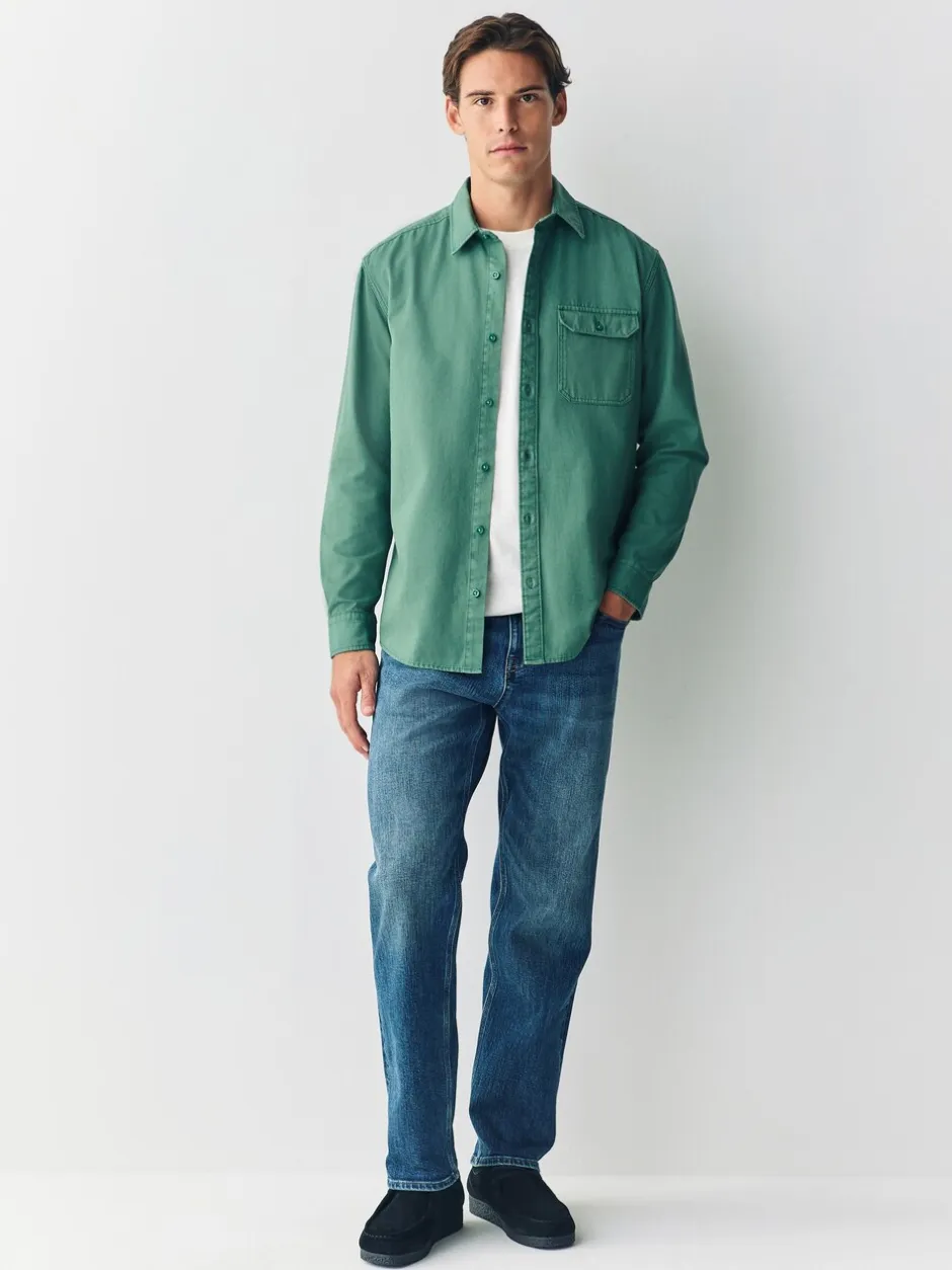 Formele Overhemden*Next - Long Sleeve Garment Dyed Oxford Shirt Groen