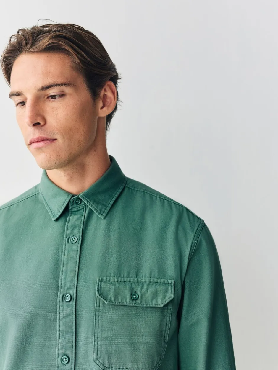 Formele Overhemden*Next - Long Sleeve Garment Dyed Oxford Shirt Groen