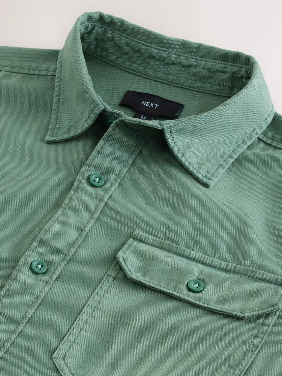 Formele Overhemden*Next - Long Sleeve Garment Dyed Oxford Shirt Groen