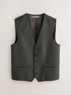 Vesten|Next - Merino Wool Blend Suit Waistcoat Groen