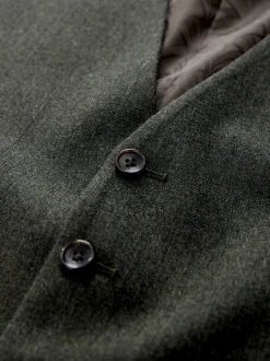 Vesten|Next - Merino Wool Blend Suit Waistcoat Groen