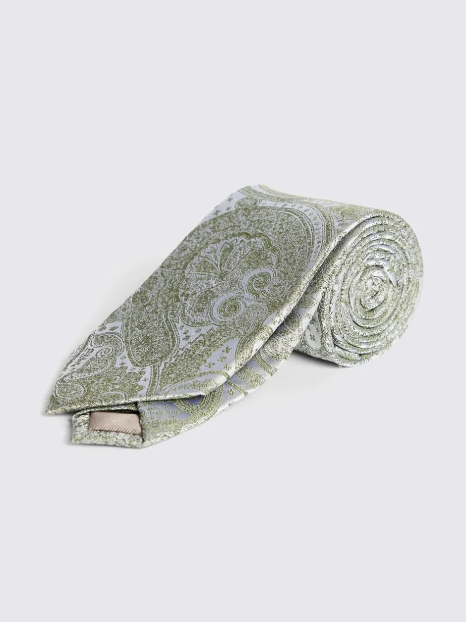 Stropdassen En Pochets|MOSS Groen - Bruiloft Paisley Stropdas