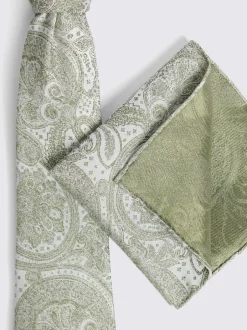 Stropdassen En Pochets|MOSS Groen - Bruiloft Paisley Stropdas