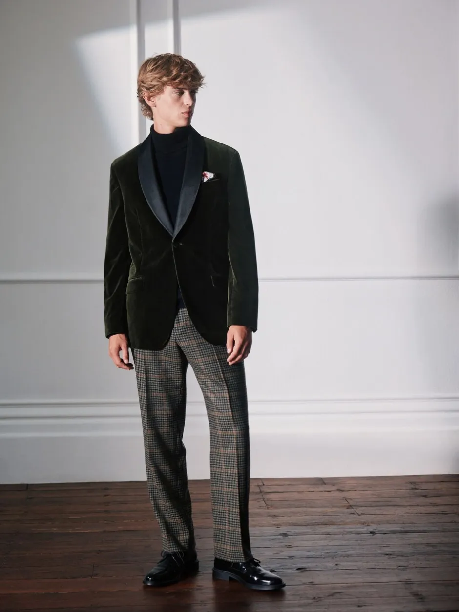 Smokings En Feestkleding|Next - Normale Pasvorm - Signature Pontoglio Italiaanse fluwelen blazer met sjaalkraag Groen