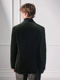 Smokings En Feestkleding|Next - Normale Pasvorm - Signature Pontoglio Italiaanse fluwelen blazer met sjaalkraag Groen