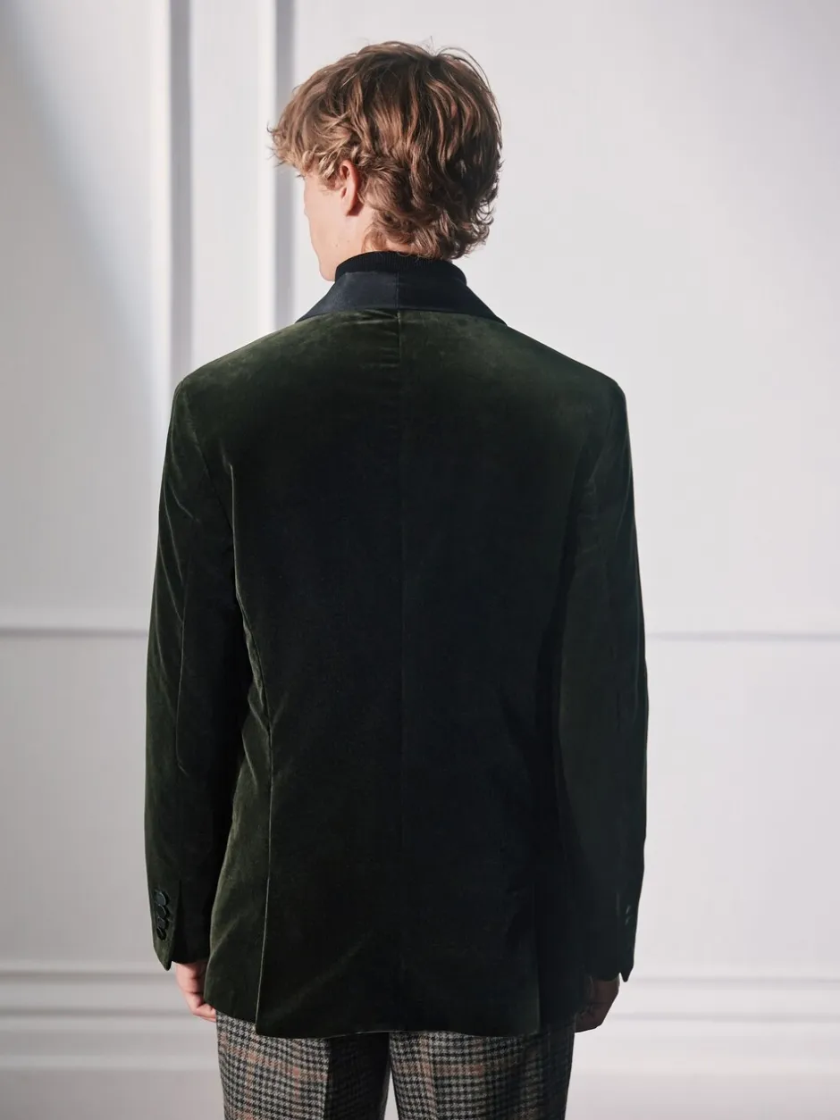 Smokings En Feestkleding|Next - Normale Pasvorm - Signature Pontoglio Italiaanse fluwelen blazer met sjaalkraag Groen