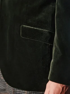 Smokings En Feestkleding|Next - Normale Pasvorm - Signature Pontoglio Italiaanse fluwelen blazer met sjaalkraag Groen