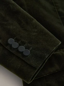 Smokings En Feestkleding|Next - Normale Pasvorm - Signature Pontoglio Italiaanse fluwelen blazer met sjaalkraag Groen