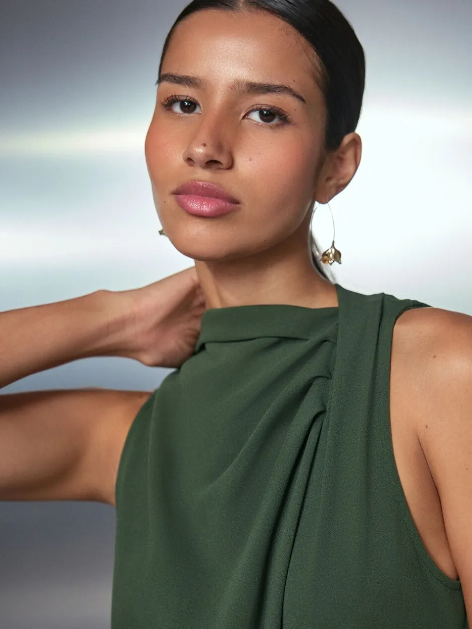Jumpsuits En Playsuits|Next - Occasion Cowl Neck Sleeveless Jersey Jumpsuit Groen
