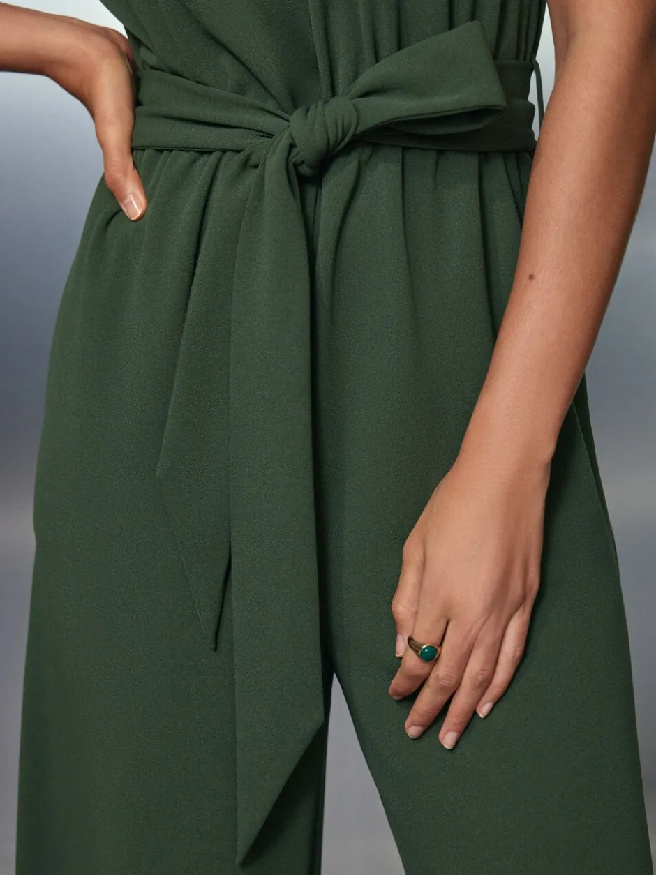 Jumpsuits En Playsuits|Next - Occasion Cowl Neck Sleeveless Jersey Jumpsuit Groen