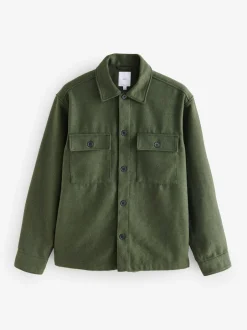 Blazers En Business-Jasjes|Next - Overshirt met twee zakken en wol Groen