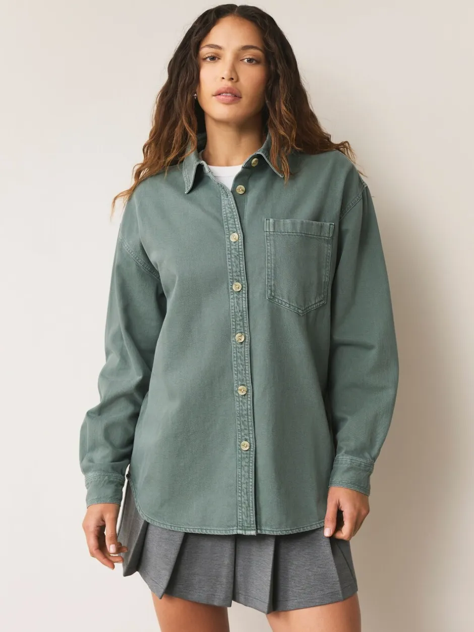 Blouses En Overhemden|Tops En T-Shirts|Next Groen - Oversized denim overhemd