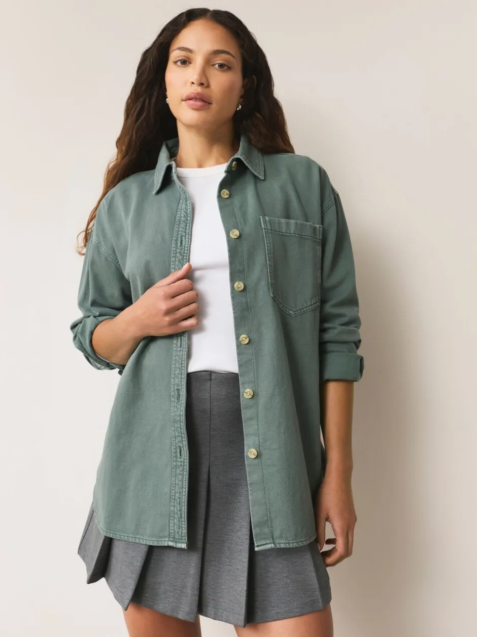 Blouses En Overhemden|Tops En T-Shirts|Next Groen - Oversized denim overhemd