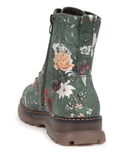 Boots*Pavers - Lace Up Floral Boots Groen