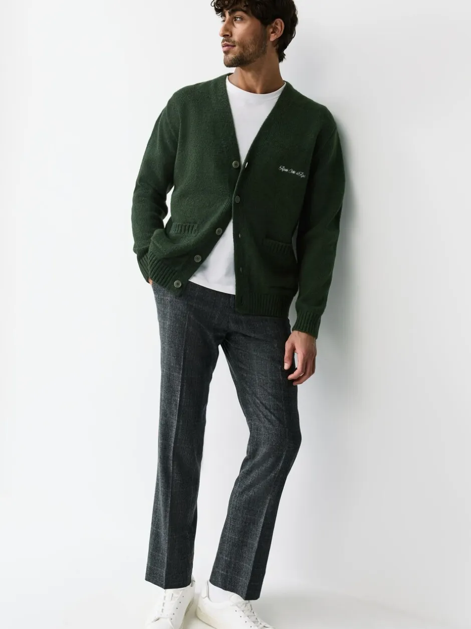 Gebreide Kleding|Next - Regular Fit Embroidered Chest Motif Cardigan Groen