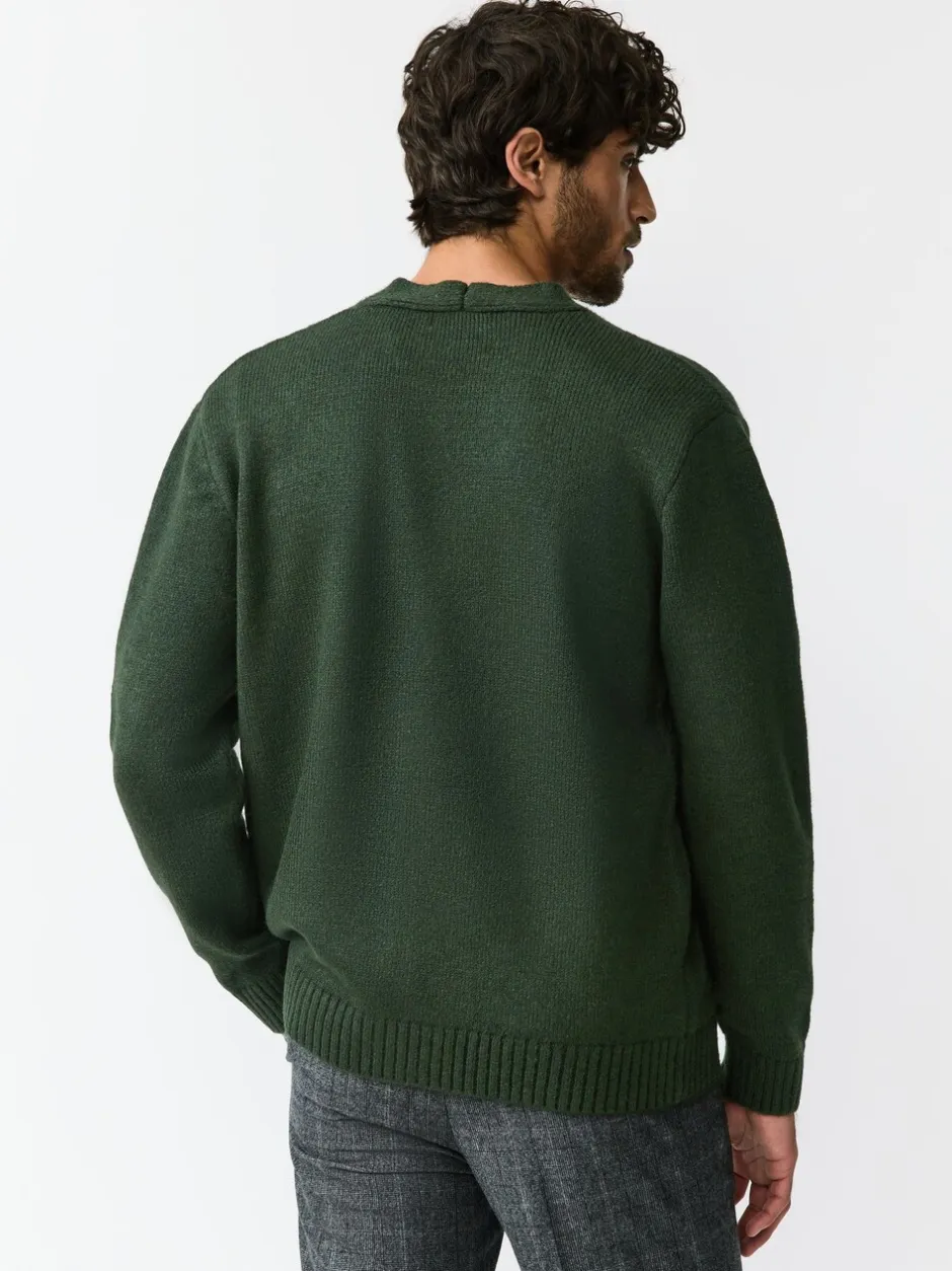 Gebreide Kleding|Next - Regular Fit Embroidered Chest Motif Cardigan Groen