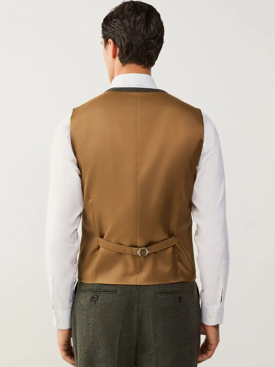 Vesten*Next Groen - Regular Fit Nova Fides Italian Wool Blend Trimmed Check Suit Waistcoat