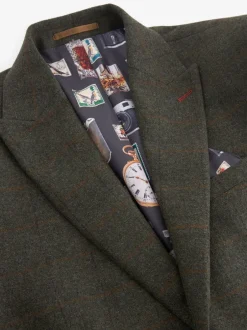 Blazers En Business-Jasjes|Pakken*Next Groen - Regular-fit Nova Fides getailleerd pak van Italiaanse wolmix met ruitjescolbert