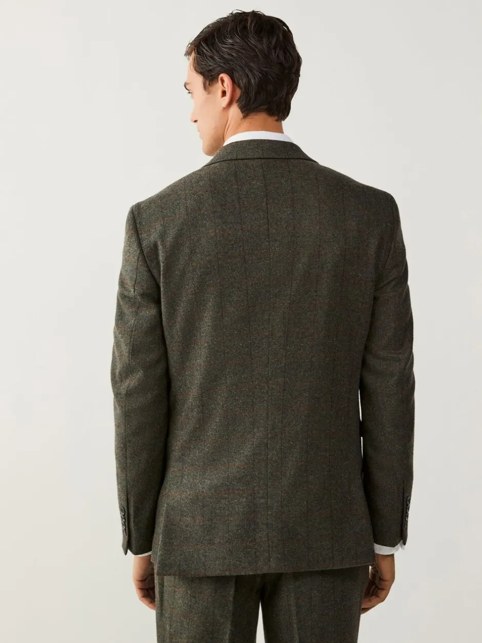 Blazers En Business-Jasjes|Pakken*Next Groen - Regular-fit Nova Fides getailleerd pak van Italiaanse wolmix met ruitjescolbert