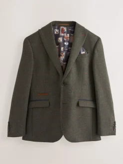 Blazers En Business-Jasjes|Pakken*Next Groen - Regular-fit Nova Fides getailleerd pak van Italiaanse wolmix met ruitjescolbert