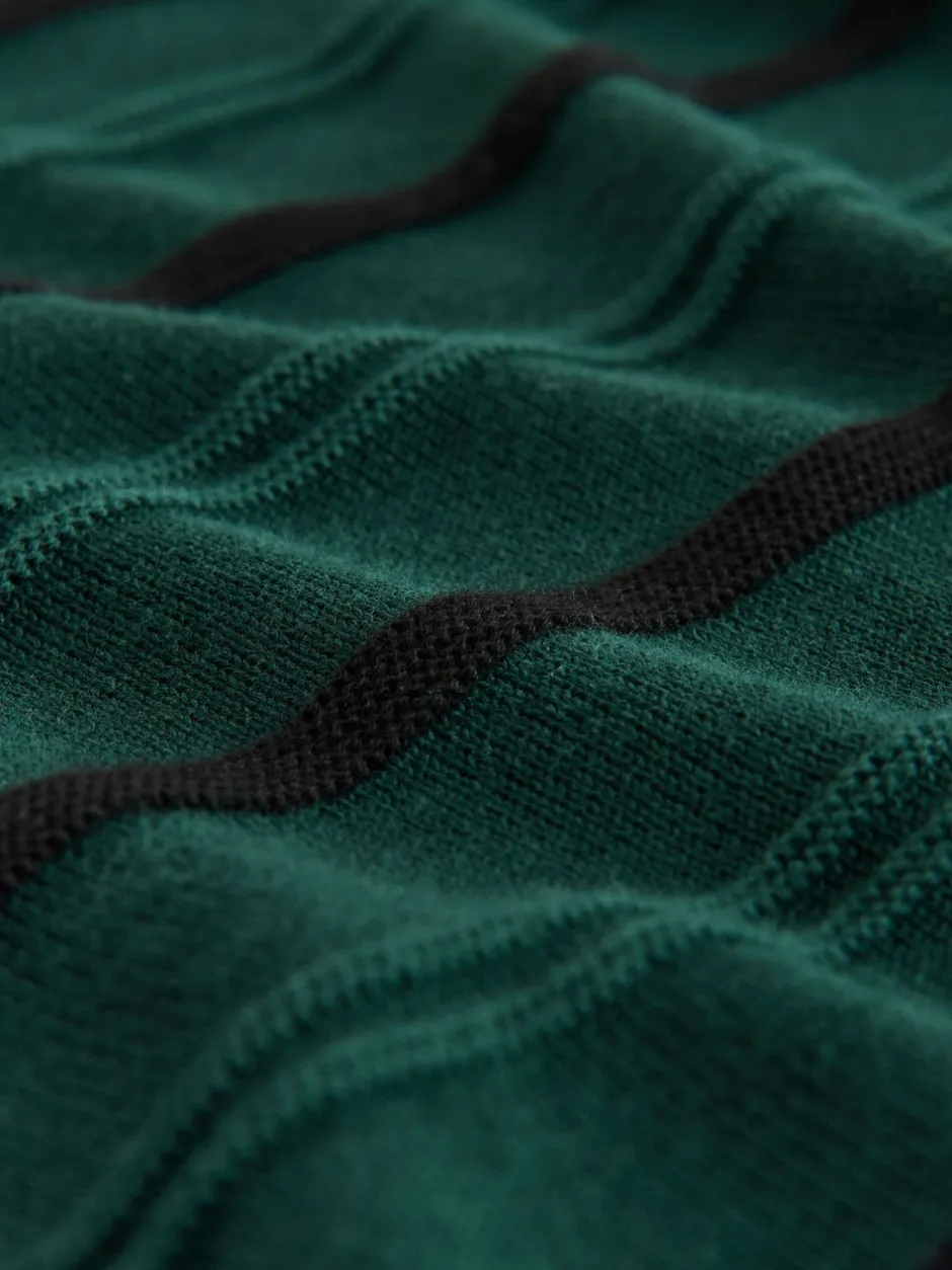 Gebreide Kleding|Poloshirts|Next - Regular-fit poloshirt met lange mouwen, streepdessin en hoog katoengehalte Groen