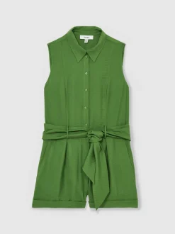 Jumpsuits En Playsuits|Reiss - Millie strandcover-up speelpakje met ceintuur Groen