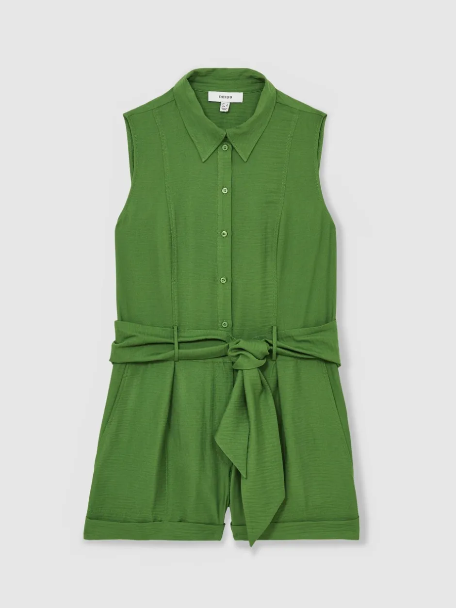 Jumpsuits En Playsuits|Reiss - Millie strandcover-up speelpakje met ceintuur Groen