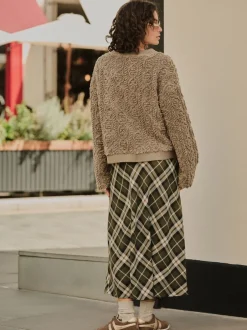 Rokken|Next - Ruit Midi Slip Rok Groen