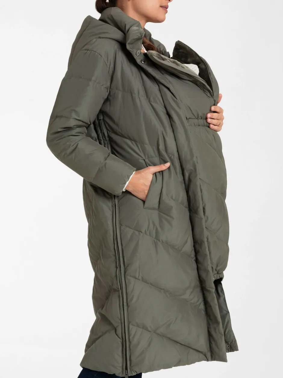 Jassen En Jacks*Seraphine - 3-In-1 Lange Chevron Puffer zwangerschapsjas Groen