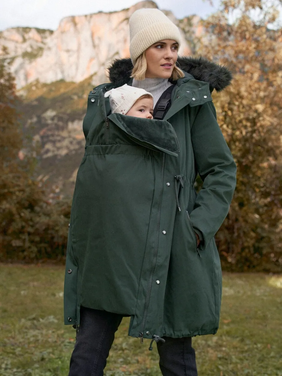Jassen En Jacks|Moederschap|Seraphine - Premium Sub-Zero donsgevulde 3-in-1 zwangerschaps- en draagparka Groen