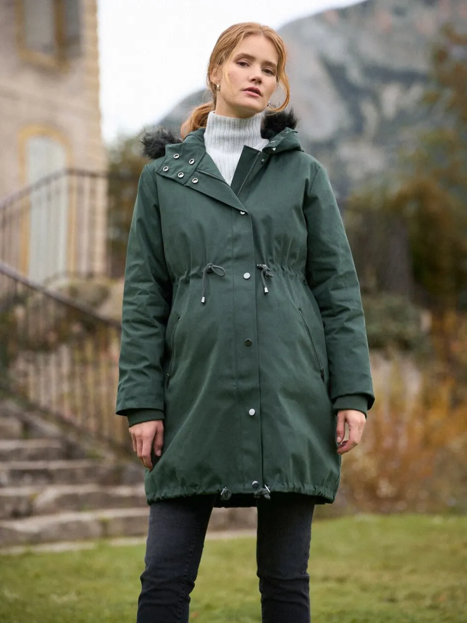 Jassen En Jacks|Moederschap|Seraphine - Premium Sub-Zero donsgevulde 3-in-1 zwangerschaps- en draagparka Groen