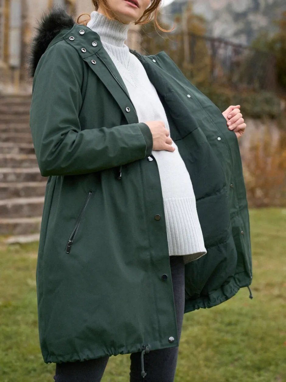 Jassen En Jacks|Moederschap|Seraphine - Premium Sub-Zero donsgevulde 3-in-1 zwangerschaps- en draagparka Groen