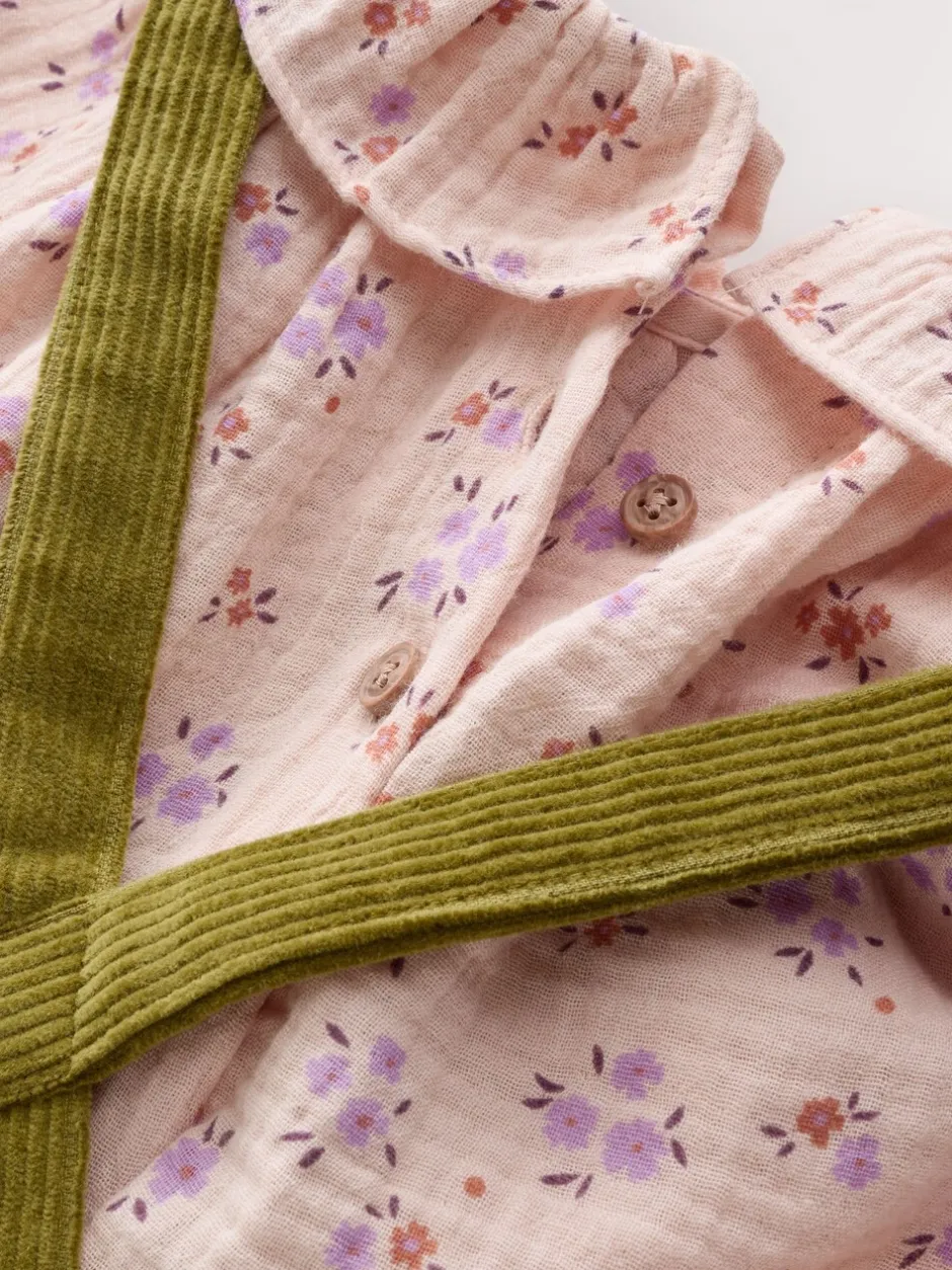 Jumpsuits En Playsuits*Next Groen - Set van corduroy bretelbroeken met bloemenprint, blouse en panty's (3mnd -7jr)