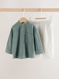 Broeken En Chino's|Shirts|Next - Shirt and Trousers Baby Set (0mths-3yrs) Groen