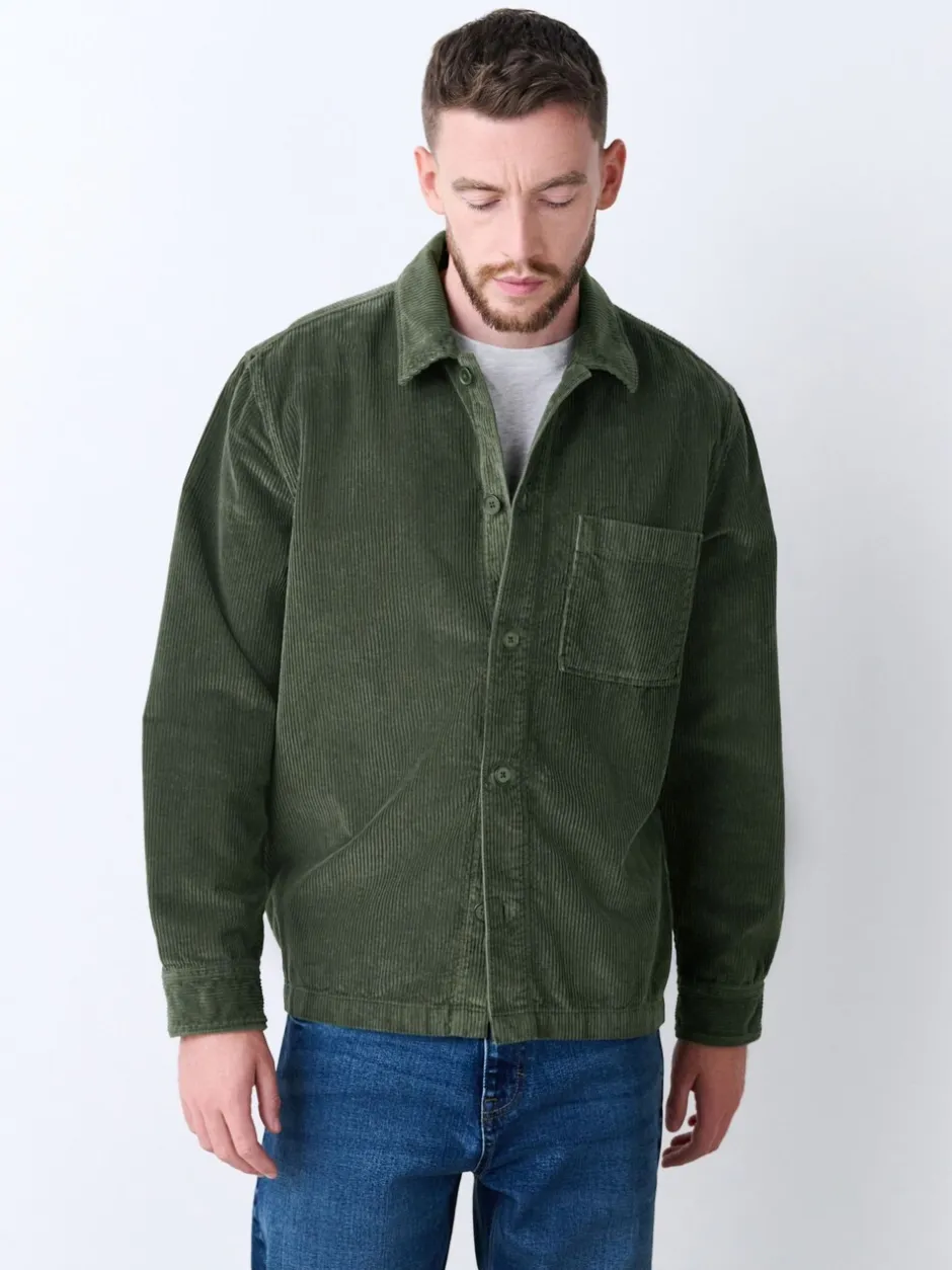 Formele Overhemden|Next - Single pocket Corduroy Shacket Overshirt Groen