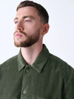 Formele Overhemden|Next - Single pocket Corduroy Shacket Overshirt Groen