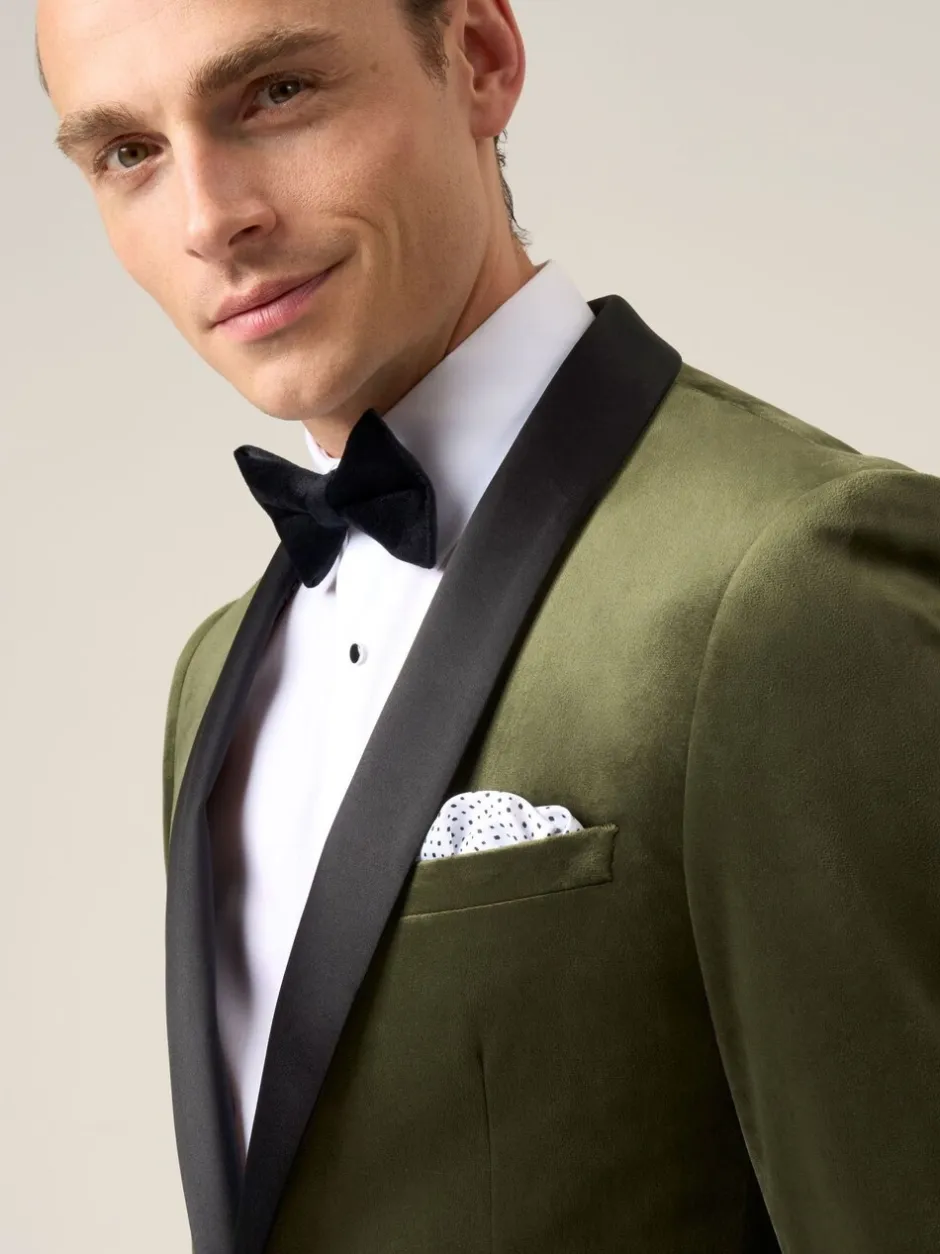 Smokings En Feestkleding*Skopes - Paso Tailored Fit Velvet Jacket Groen