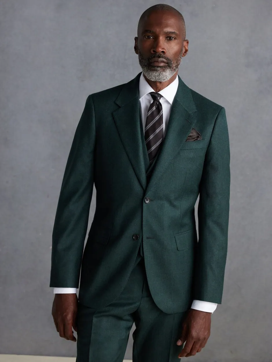Pakken|Next - Slim Fit - Signature Zignone flanellen colbert van Italiaanse wol-kasjmier blend Groen