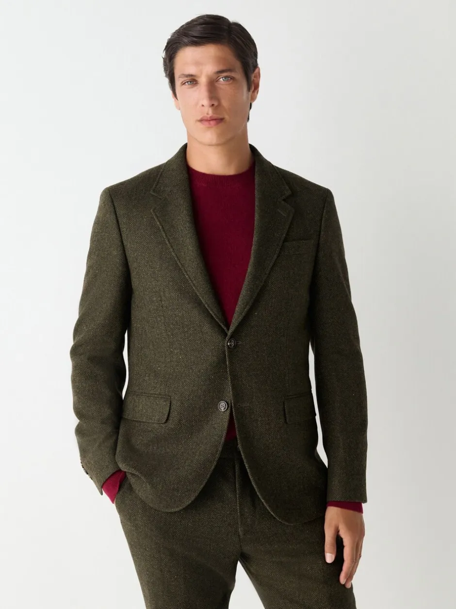 Pakken*Next - Slim Fit Herringbone Wool Blend Suit Jacket Groen