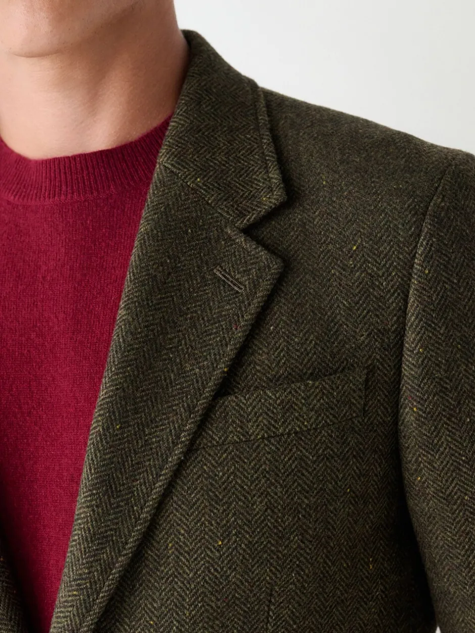 Pakken*Next - Slim Fit Herringbone Wool Blend Suit Jacket Groen