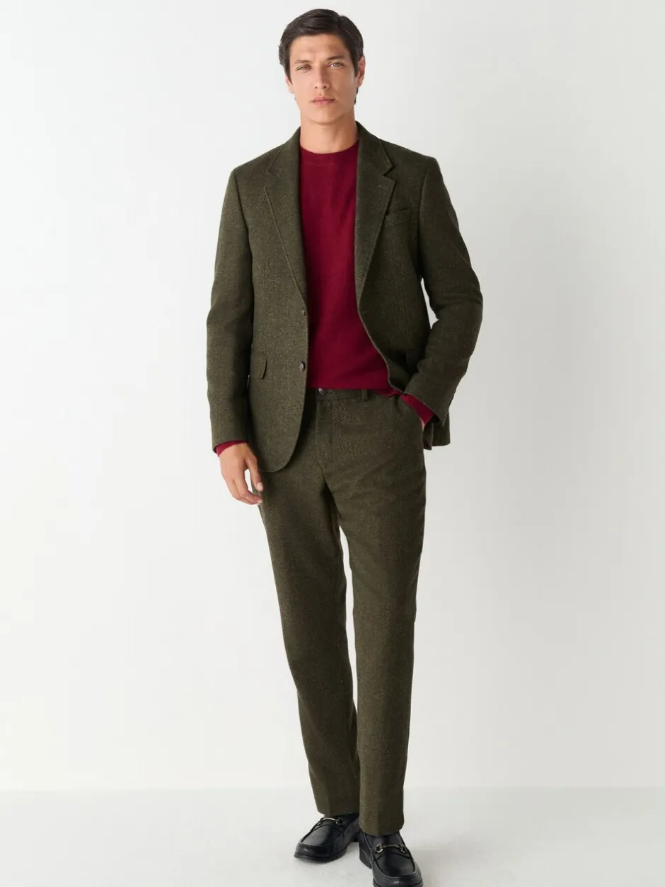 Pakken*Next - Slim Fit Herringbone Wool Blend Suit Jacket Groen