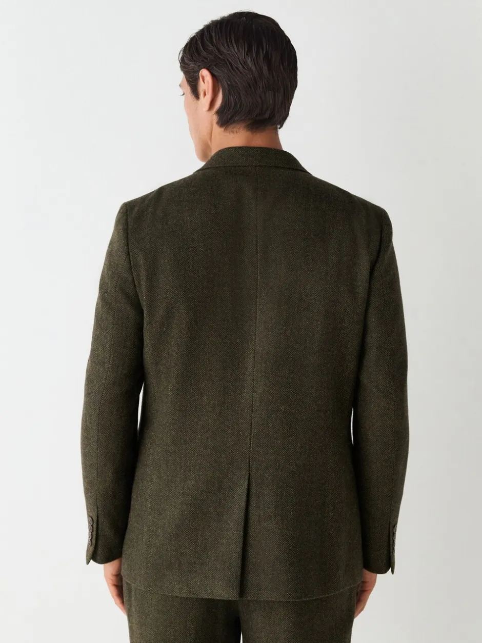 Pakken*Next - Slim Fit Herringbone Wool Blend Suit Jacket Groen