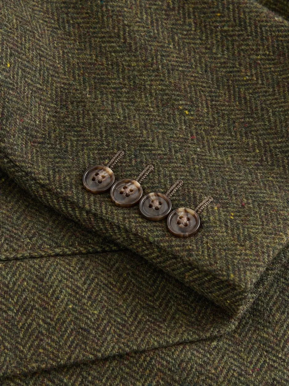 Pakken*Next - Slim Fit Herringbone Wool Blend Suit Jacket Groen