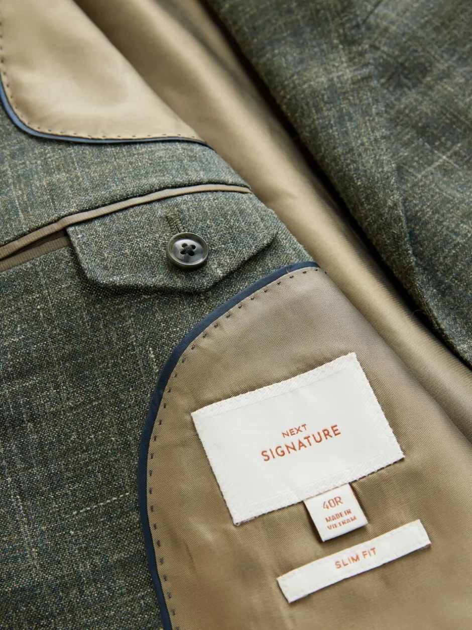 Pakken*Next - Slim fit Nova Fides colbert van Italiaanse linnenmix stof Groen