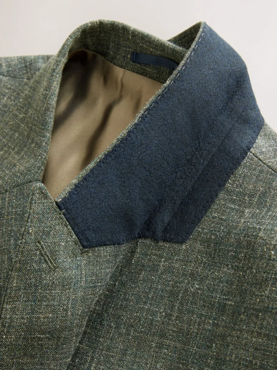 Pakken*Next - Slim fit Nova Fides colbert van Italiaanse linnenmix stof Groen