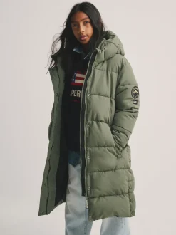 Jassen En Jacks*Superdry - - Lange gewatteerde jas Groen