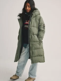 Jassen En Jacks*Superdry - - Lange gewatteerde jas Groen